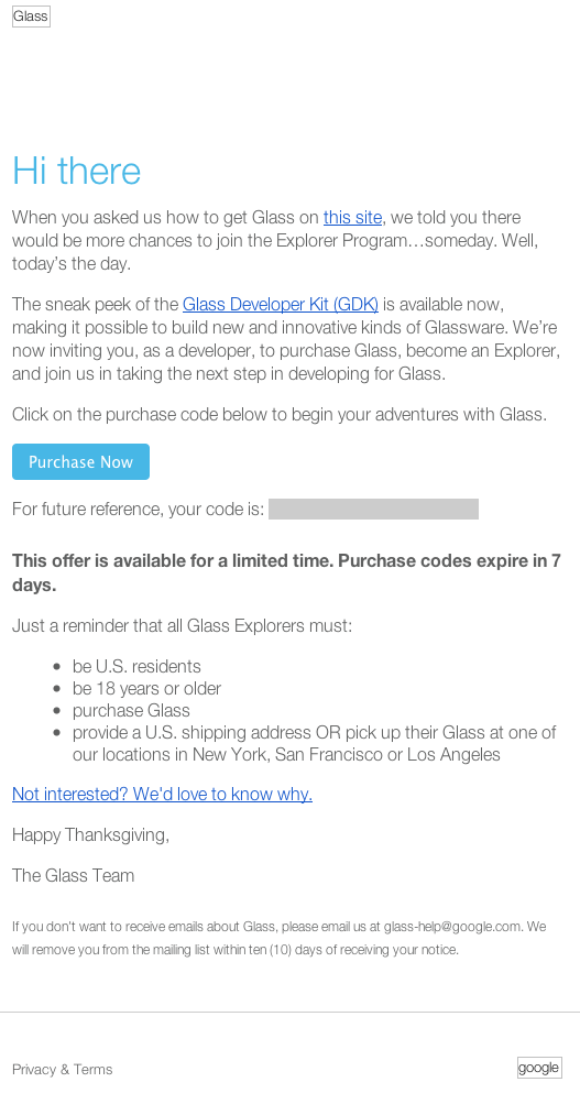 google glass invite
